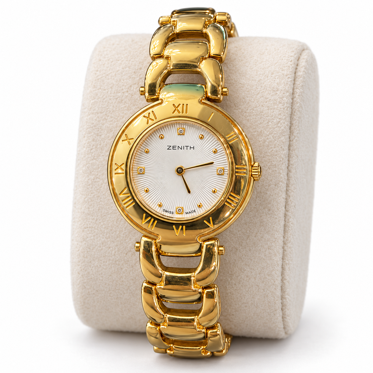 Orologio Zenith da donna, collezione Caprice, in oro giallo 18kt e quadrante bianco, quarzo, NOS, 27mm - 60.0469.296