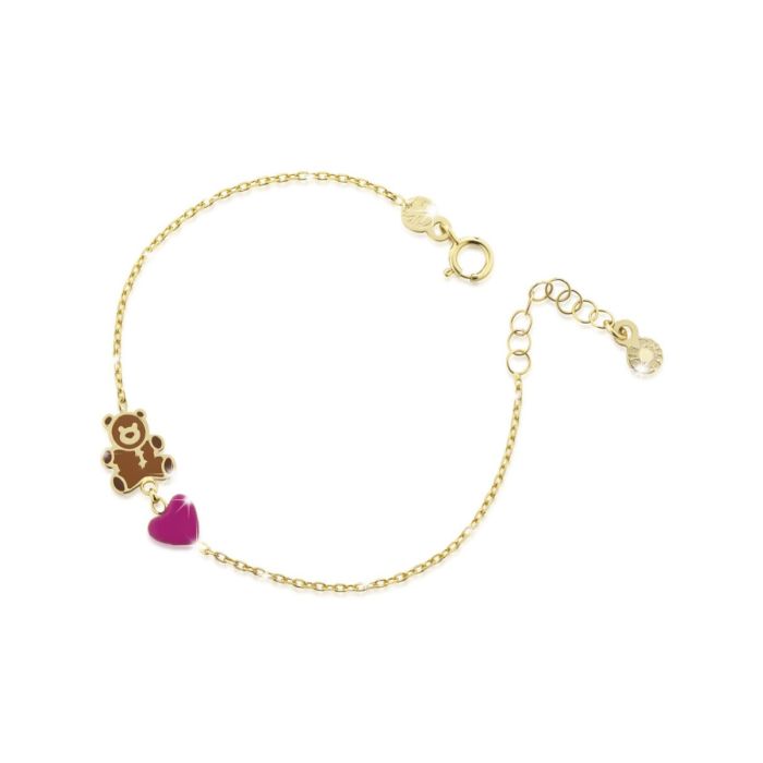 TOYS - YELLOW GOLD HEART AND BEAR BEAR BRACELET - PMG072