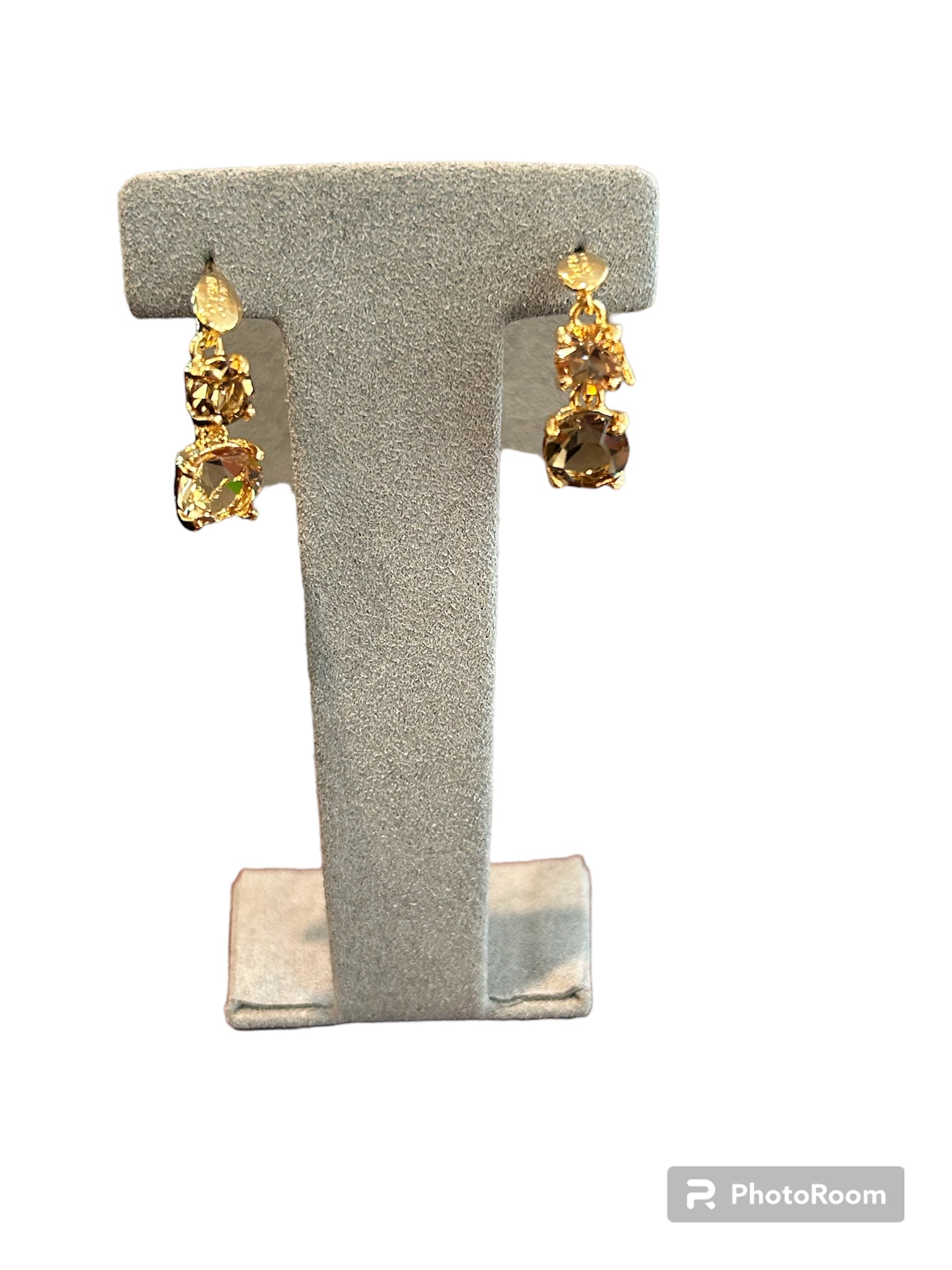 IL Mio Re - Gilt bronze pendant earrings with smoky stones - ILMIORE OR 024