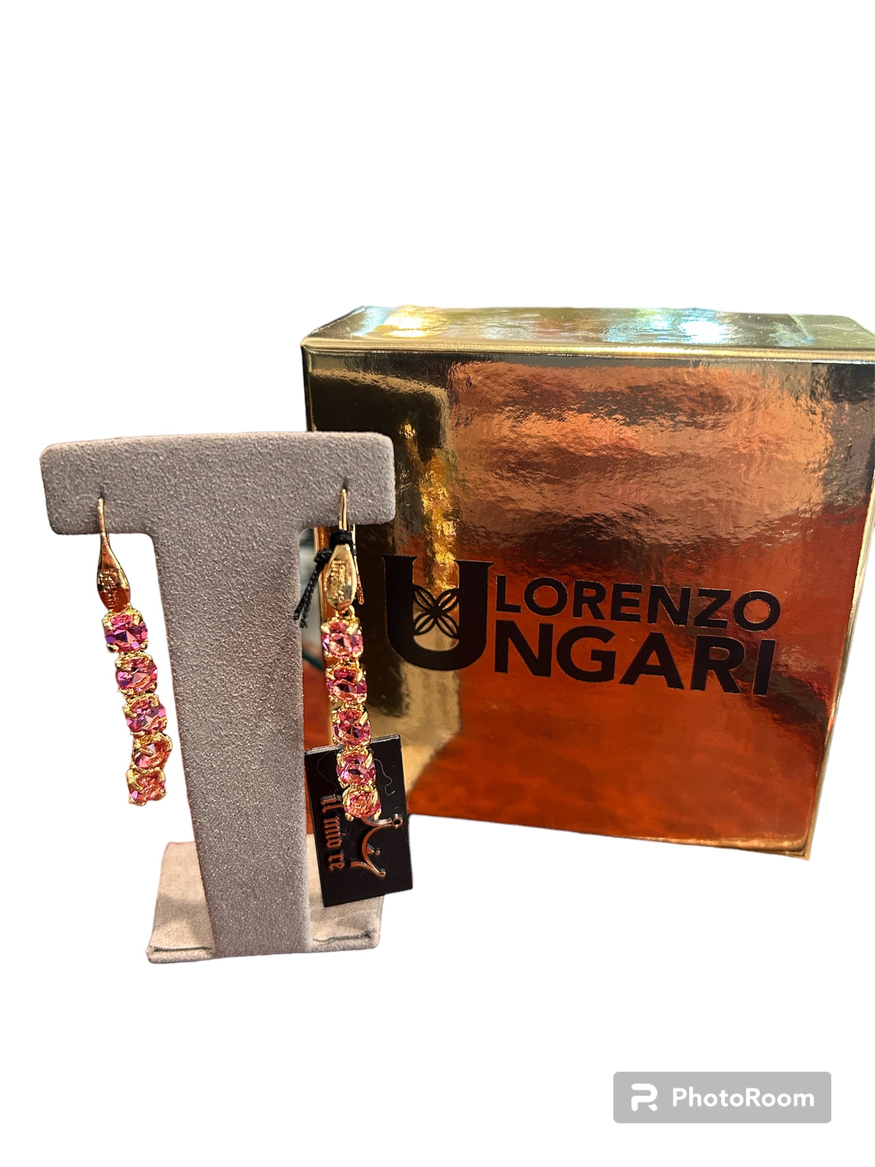IL Mio Re - Earrings with rose quartz in golden bronze - ILMIORE OR 020 GQ
