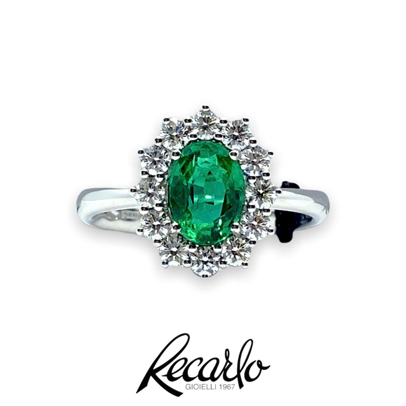 Anello Recarlo con Diamanti e Smeraldo Colombiano, 0.87ct di smeraldi - R79CC003/SM075