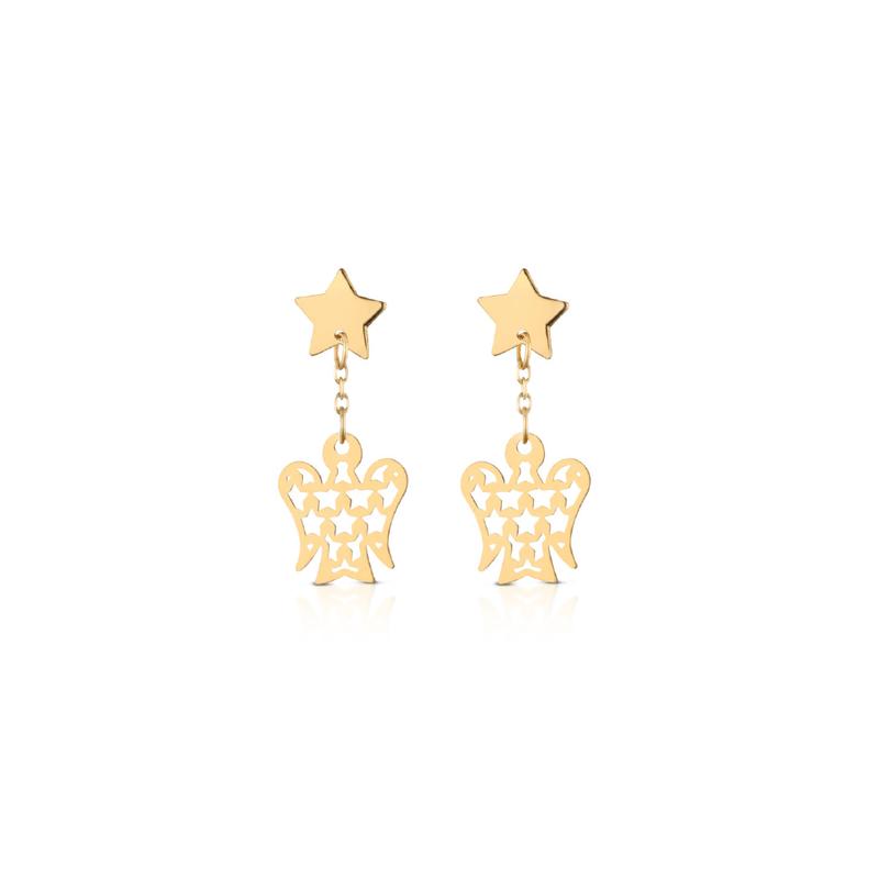 EARRINGS WITH ANGELS AND STARS IN GOLD - NKT282