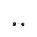 Golden silver earrings with black onyx stone - 7768BO