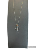 White gold anchor necklace with white and black diamonds - UC089B