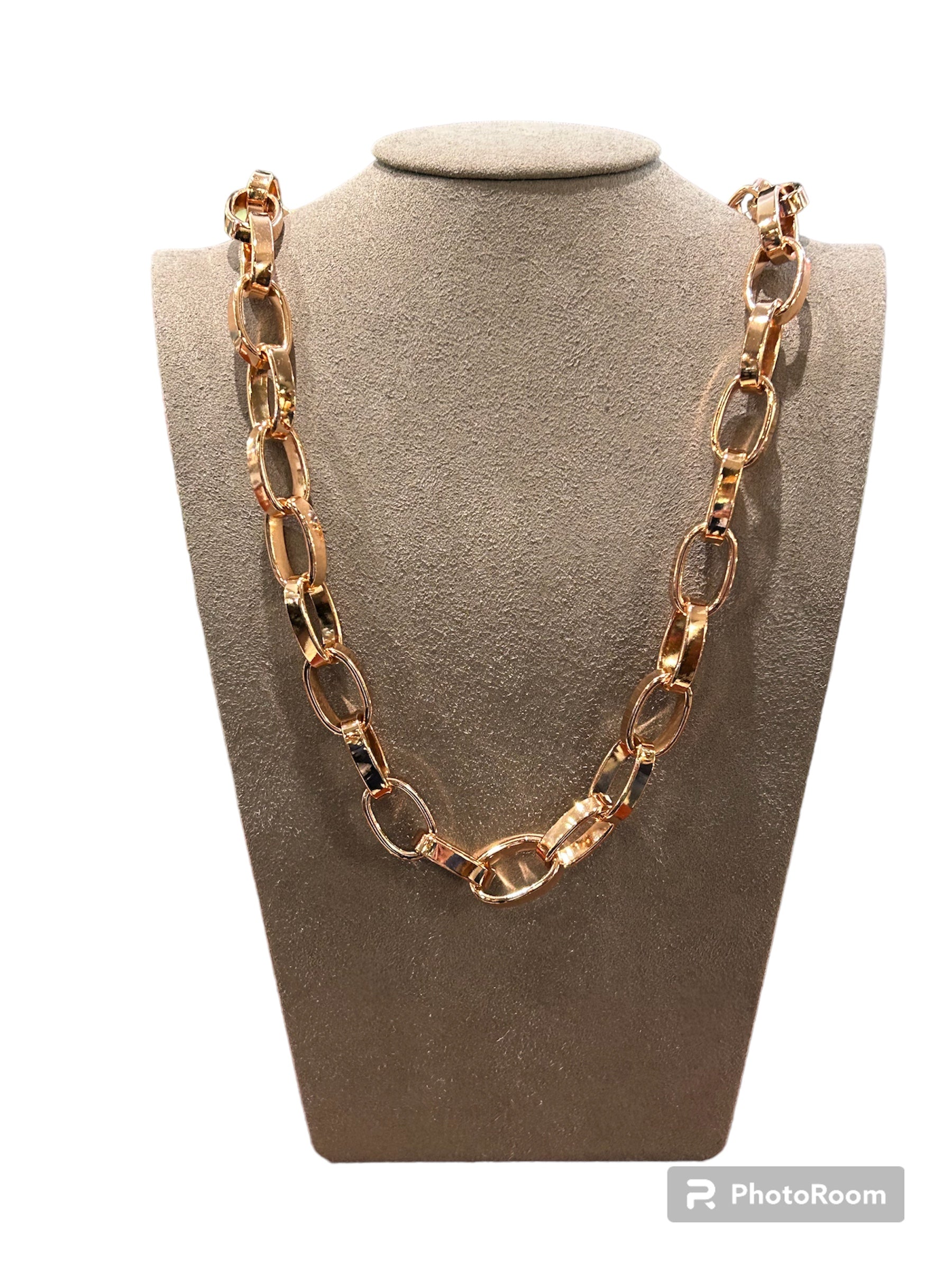Rose bronze oval link necklace - MAGIC CL 024