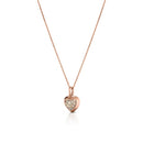 NECKLACE WITH HEART IN ROSE GOLD AND BROWN DIAMONDS - LUX101CR