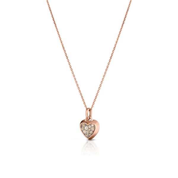 COLLANA CON CUORE IN ORO ROSA E DIAMANTI BROWN - LUX101CR