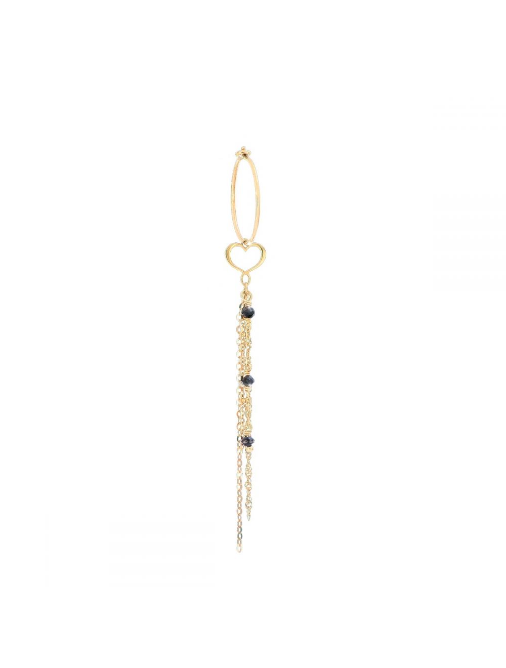SINGLE EARRING WITH BLACK DIAMONDS, 18ct YELLOW GOLD AND MAMAN PETIT HEART - ORPDM9MS
