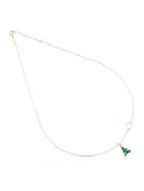 Golden silver necklace with green Christmas tree pendant - GCNATAV