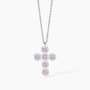 Mabina Woman - Silver necklace with cross pendant and synthetic tourmalines MILANESIENNE - 553657