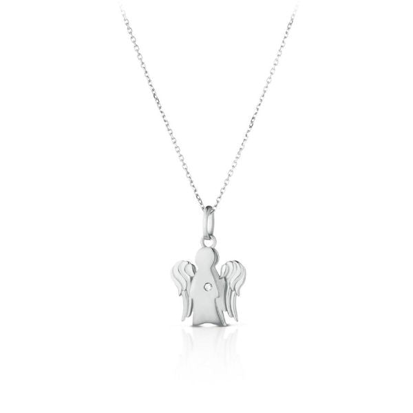 Necklace with Angel pendant in white gold and diamond - NKT264B