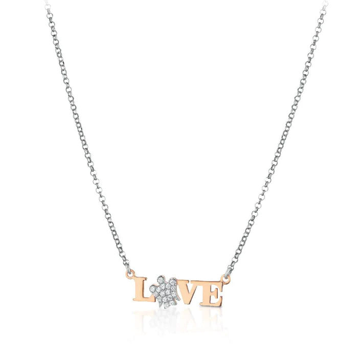 LOVE NECKLACE IN SILVER WITH ANGEL - GIA342