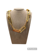 Chain necklace with large oval rings in gilded bronze - GOLD CL 015
