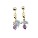 Koliè 925 - Earrings with amethyst, aquamarine, pearls and oval in silver - OR ELAFOS 16