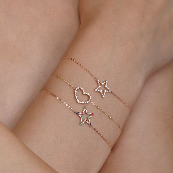 BRACELET EN OR ROSE ET PETIT COEUR AVEC DIAMANTS - BRMCR1RB