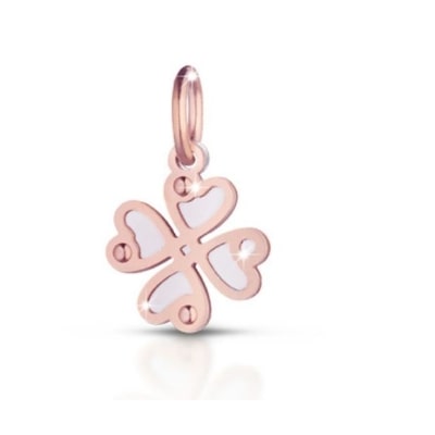 Charm Le Bebè in Oro Rosa e Argento Quadrifoglio Lock Your Love - LBB165