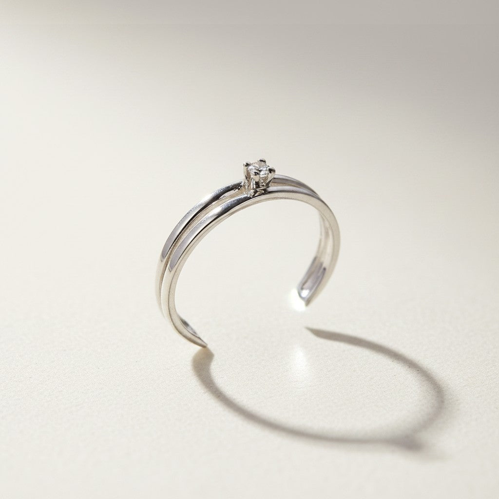 Anello Solitario da donna Giorgio Visconti in oro bianco e brillanti, 0.05ct - AB14550