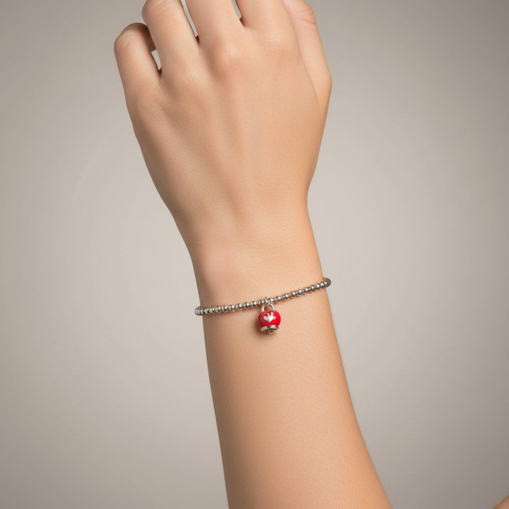 Bracciale elastico Chantecler Et Voilà in argento e smalto rosso - 37923