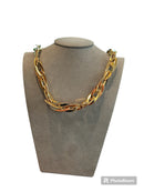 Golden bronze oval ring chain necklace - MAGIC CL OVA