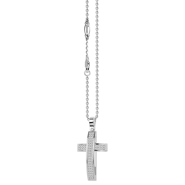 Collier Zancan en or blanc avec croix et diamants - EC936B