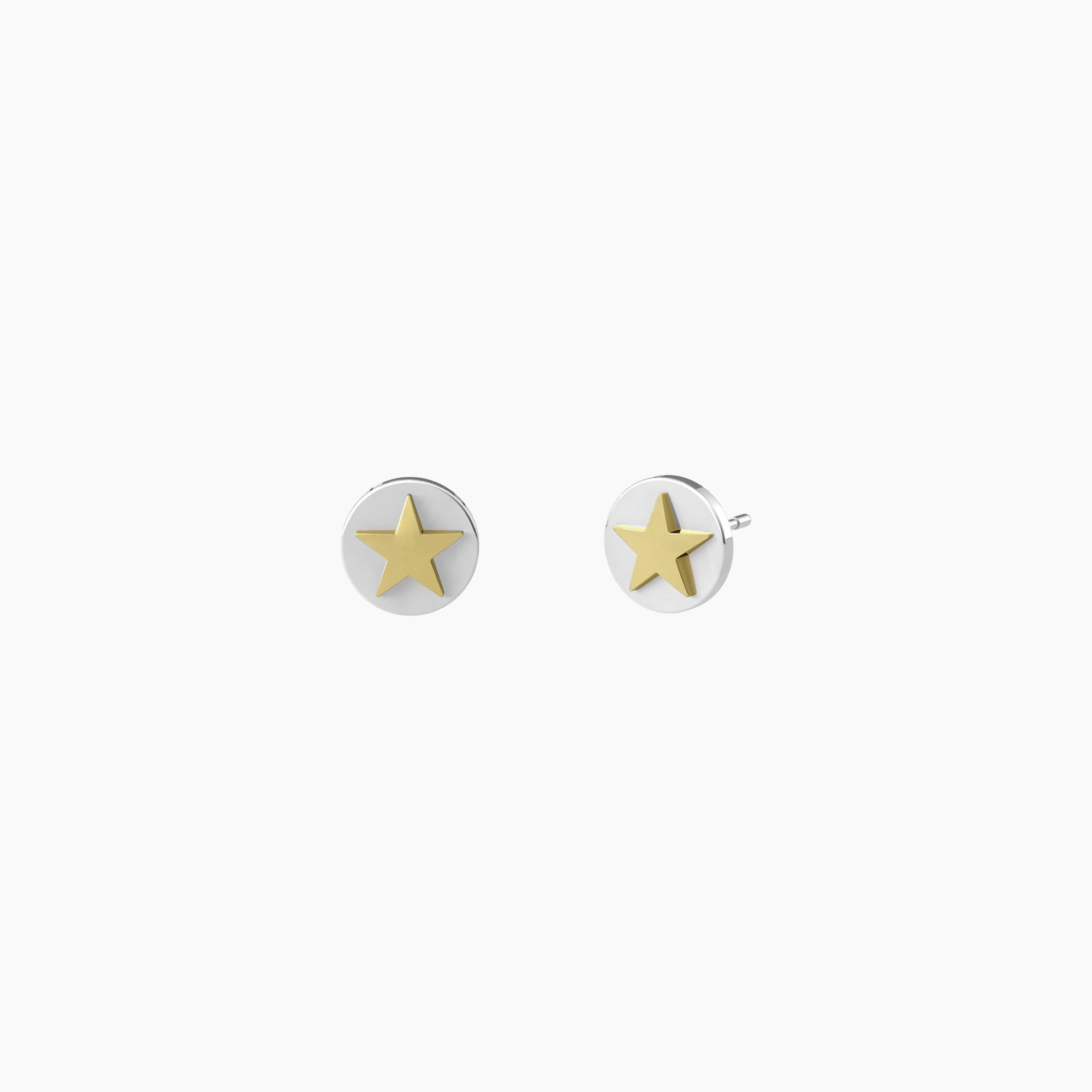 Boucles d'oreilles lobe avec étoile dorée
 COEURS ET ÉTOILES - 761007