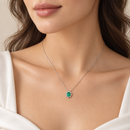 Collana Miluna in oro bianco18kt, giro di diamanti e smeraldo centrale - CLD5385