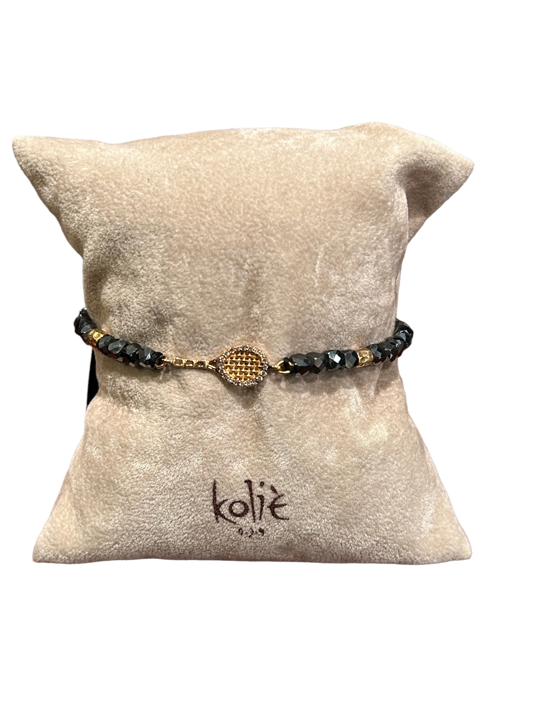 Kolie 925 - Bracelet in hematite and 18kt rose gold and brown diamonds - BR ACE KR CH
