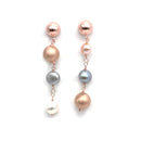 Koliè 925 - Boucles d'oreilles avec perles multicolores (blanches, roses et grises) et sphères argentées - OR SIDARI 05