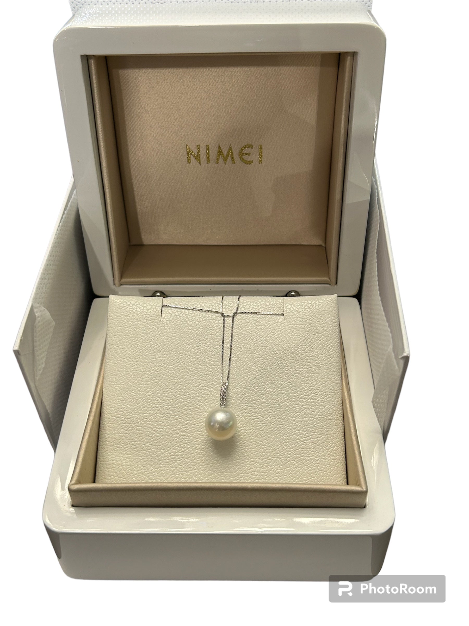 White gold, pearl and diamond necklace - PCL5000A