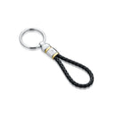 MEN'S LEATHER KEY RING WITH SILVER AND DIAMOND ELEMENT - MAN31