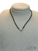 Black silk and 9ct white gold necklace - 23242