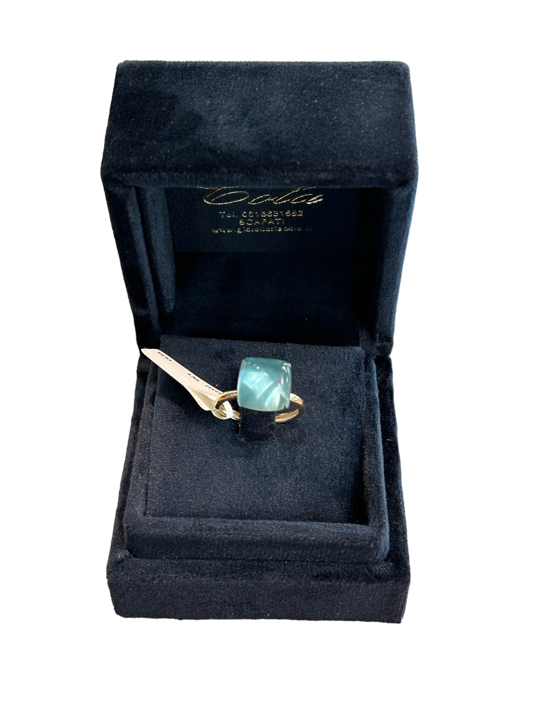 Mazza - Bague en or 9 carats et pierre type topaze bleu clair - AN CUBIC