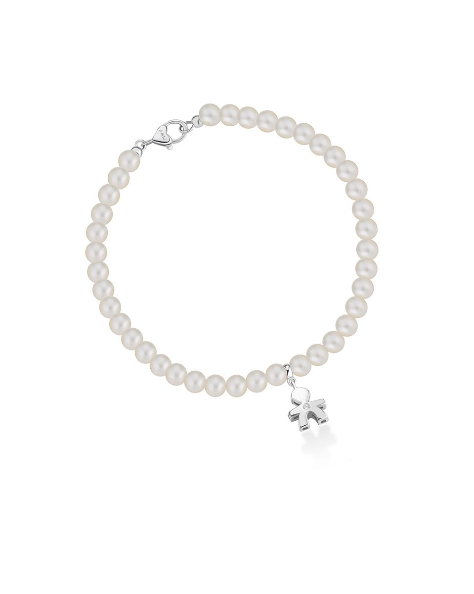 LE PERLE - CHILD BRACELET WHITE GOLD, PEARLS AND DIAMOND - LBB802