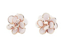 Boucles d'oreilles sequins en or rose 18 carats et émail blanc - 33617