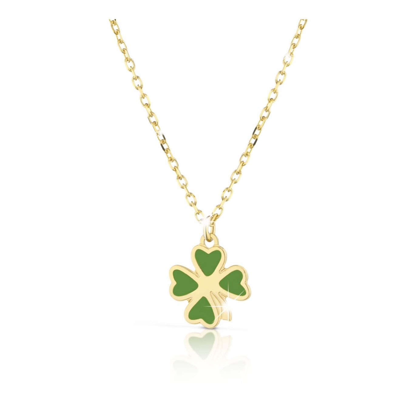 NECKLACE IN YELLOW GOLD WITH ENAMEL FOUR-LEAF COURT - PMG027