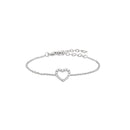 Bracciale oro bianco e cuore diamanti, 0.22ct- B01CU009/022