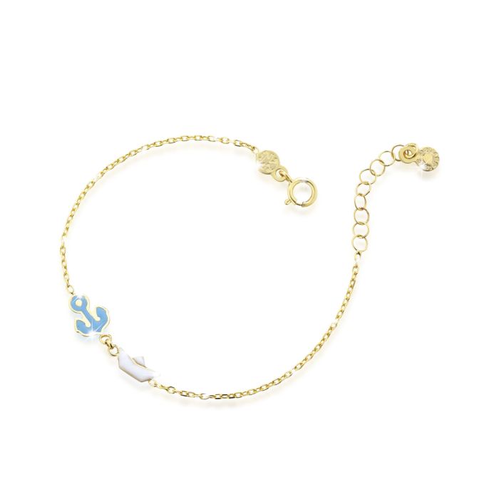 TOYS BRACELET WITH ANCHOR AND BOAT IN YELLOW GOLD - PMG075