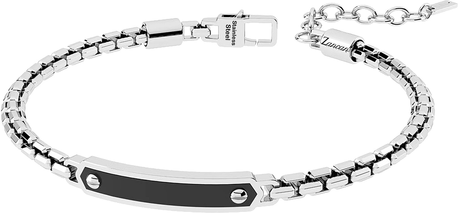 Bracciale da Uomo Zancan in acciaio con targa rifinita in PVD nero - EHB452