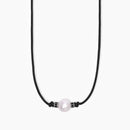 Mabina Man - Silver necklace with black cord and white pearl TROPICAL - 553587