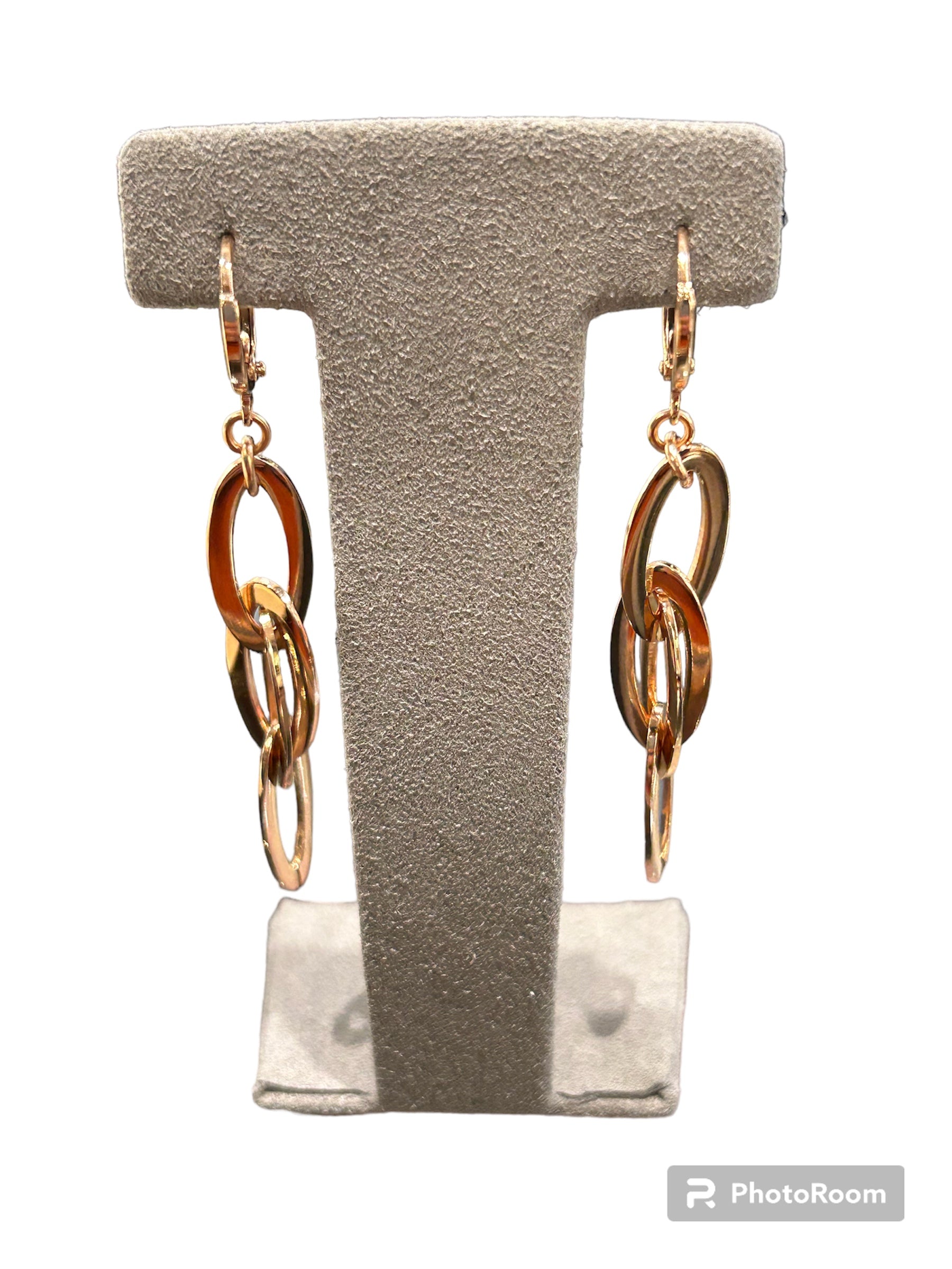 Boucles d'oreilles pendantes en bronze laminé or rose - MAGIC OR 052