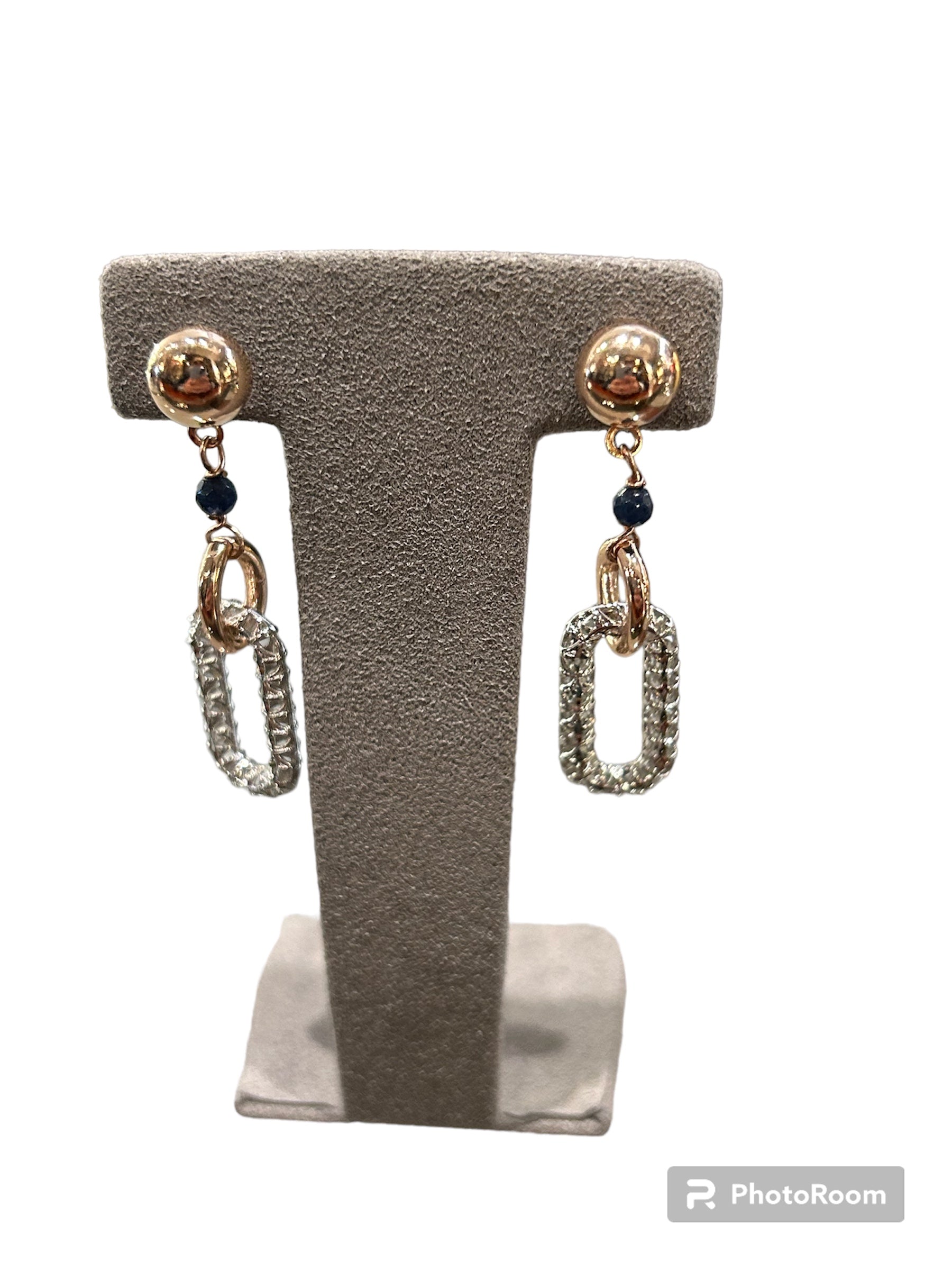 Rose bronze earrings with stones - CAPRI OR 023