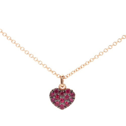 Rose gold necklace with heart and rubies - 494C02RP