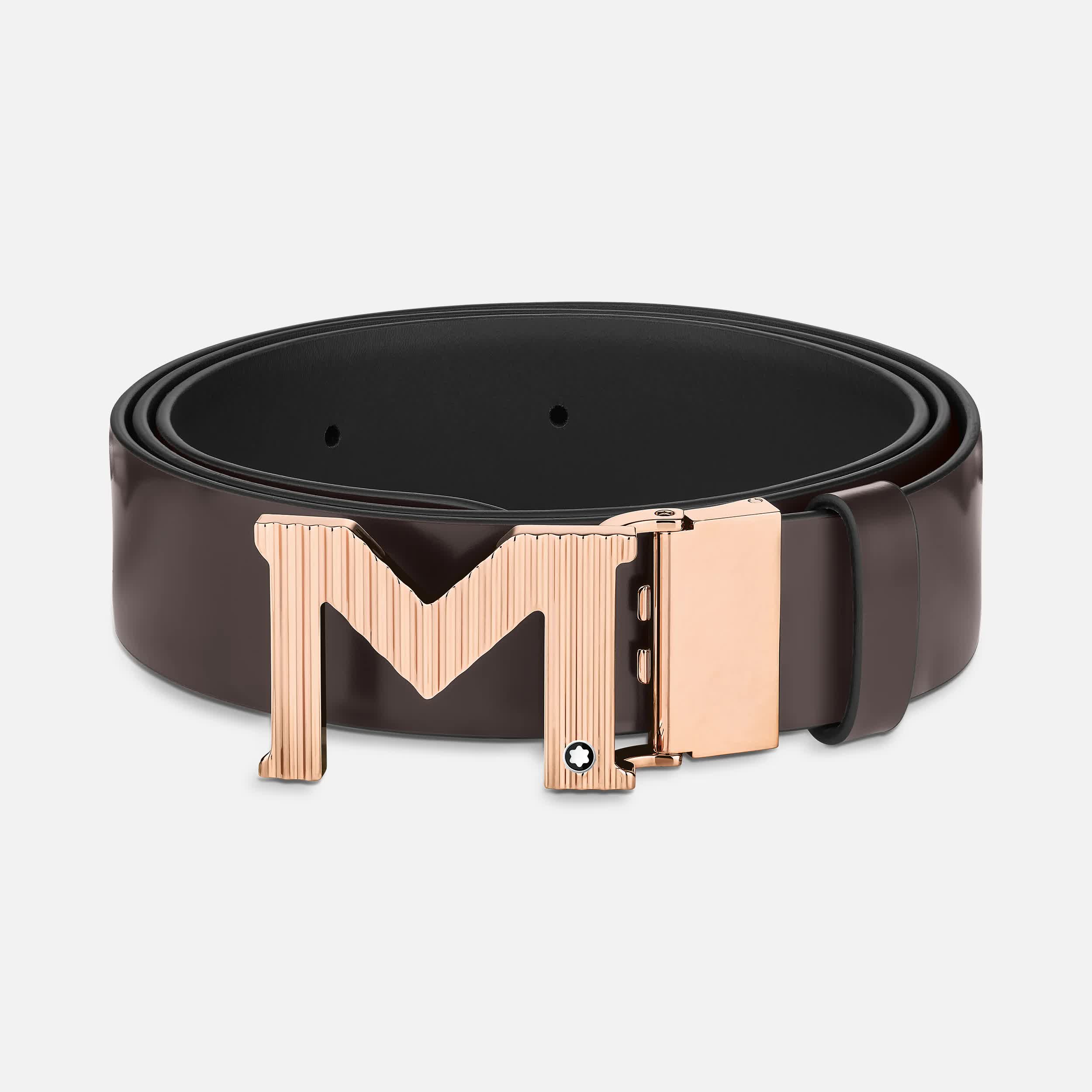 Cintura da 35 mm reversibile in pelle marrone/nera con fibbia M - 129448