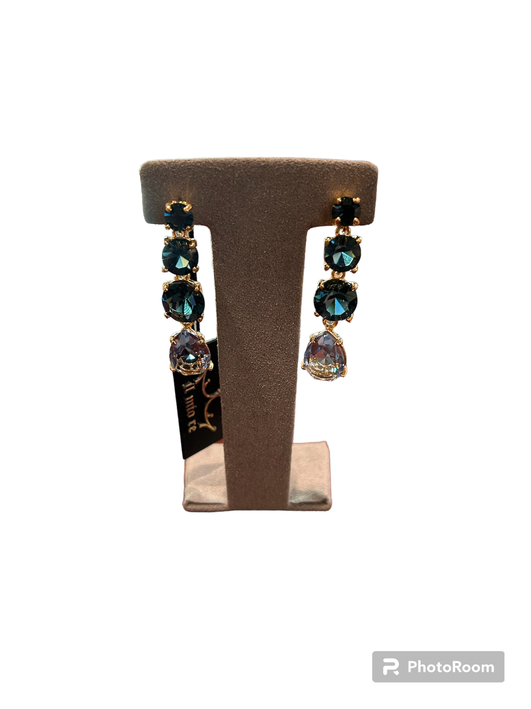 IL Mio Re - Gilt bronze pendant earrings with blue stones - ILMIORE OR 022 AZZ