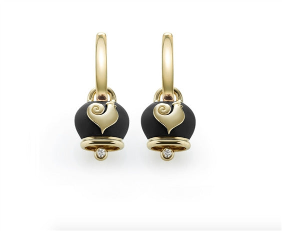 Campanella earrings in rose gold, enamel and diamond - 36615