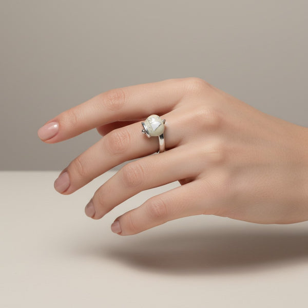 Anello Chantecler collezione Et Voilà in argento e smalto bianco - 36388