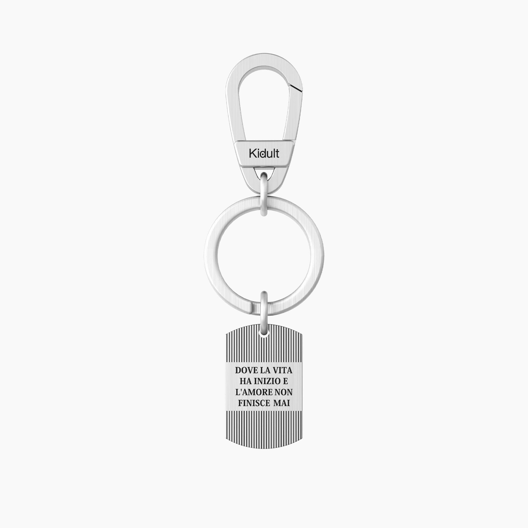 Steel key ring with pendant and family phrase - 781002