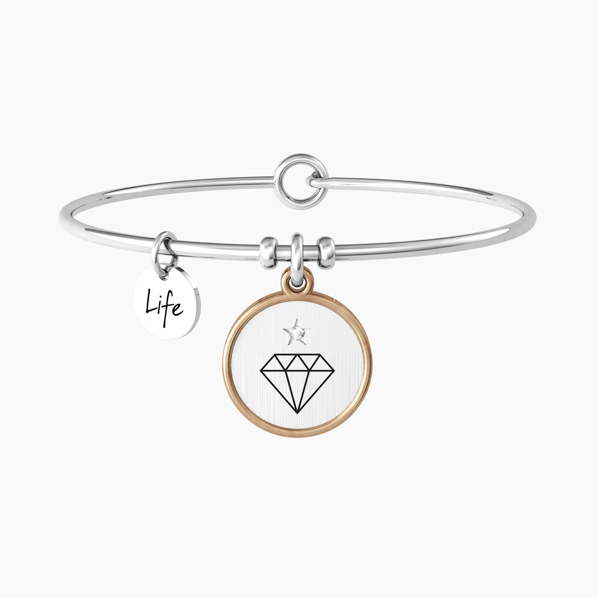 Friend rigid bracelet with round pendant WHO FINDS A FRIEND FINDS A TREASURE - 732143