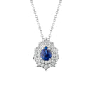 Collier or blanc et saphirs avec anneau diamant, forme goutte, saphirs 0,39 ct - 823C02MW