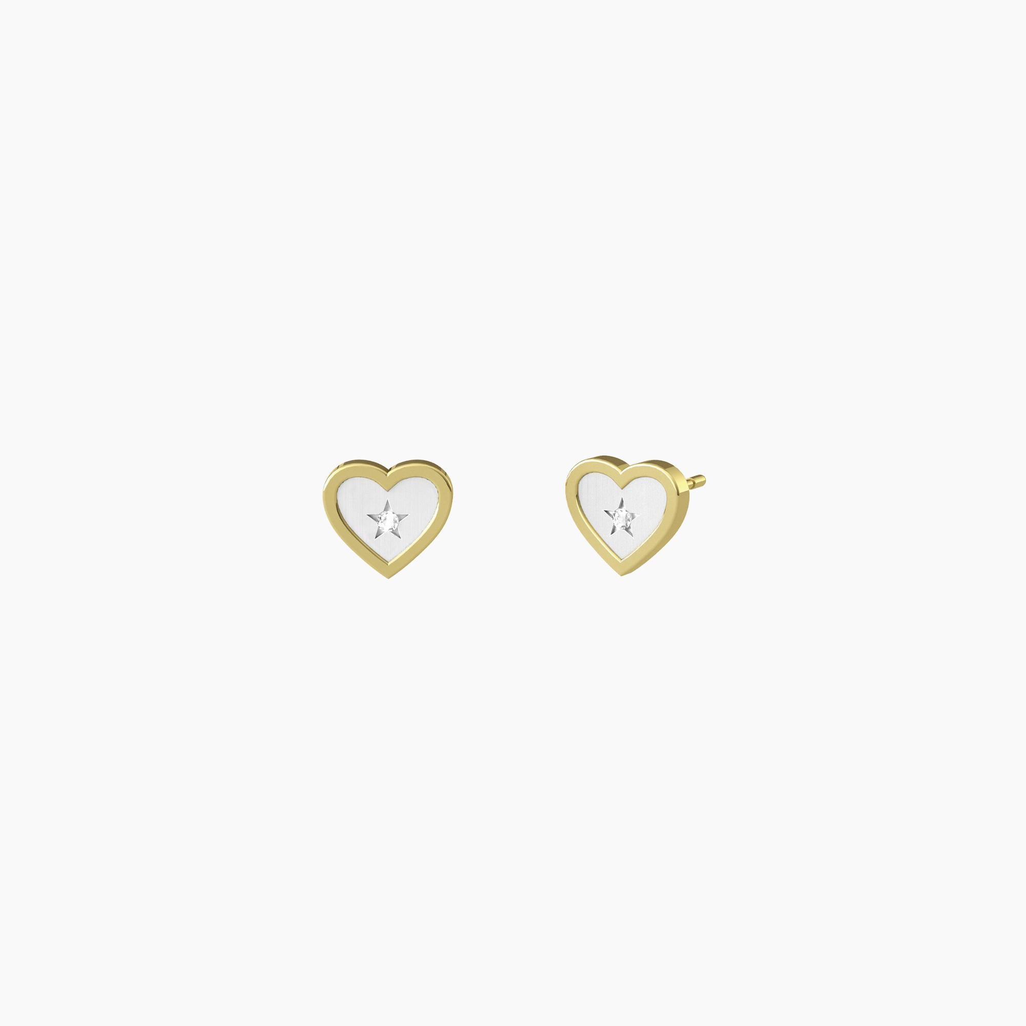 Boucles d'oreilles clous coeur avec bord doré et cristal
 COEUR | MAMAN JE T'AIME- 761005